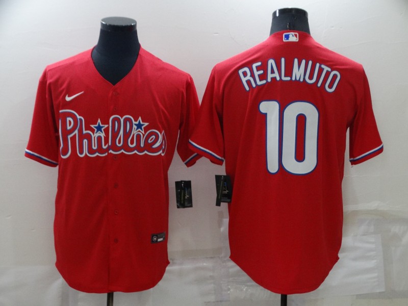 Men's Philadelphia Phillies J.T. Realmuto #10 Red Baseball Jersey